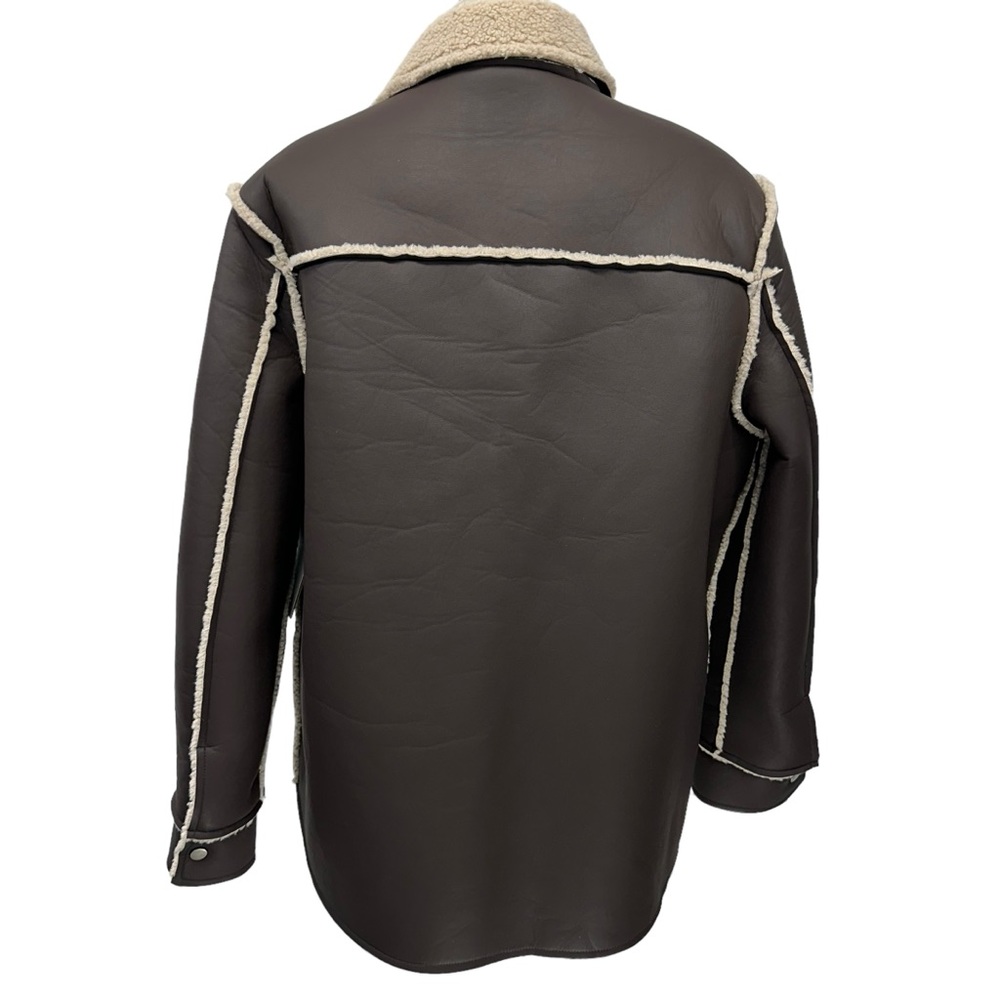 Vintage Havana Suede Leather Faux Shearling Coat Jacket Reversible Brown… - Picture 4 of 14
